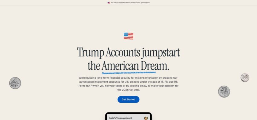 Official Trump Accounts government website hero section